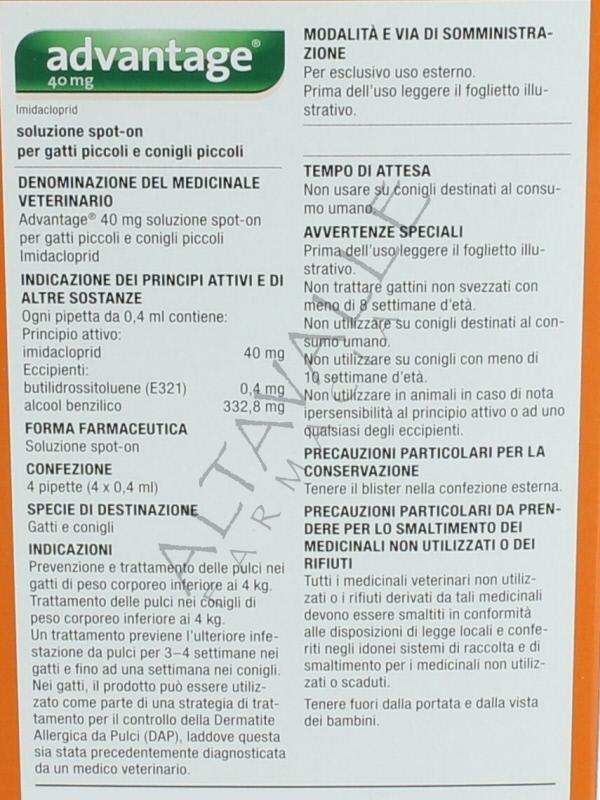 ADVANTAGE 40 GATTI CONIGLI PICCOLI 