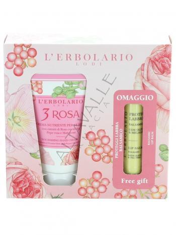 L'ERBOLARIO 3ROSA KIT CREMA MANI E PROTEGGILABBRA